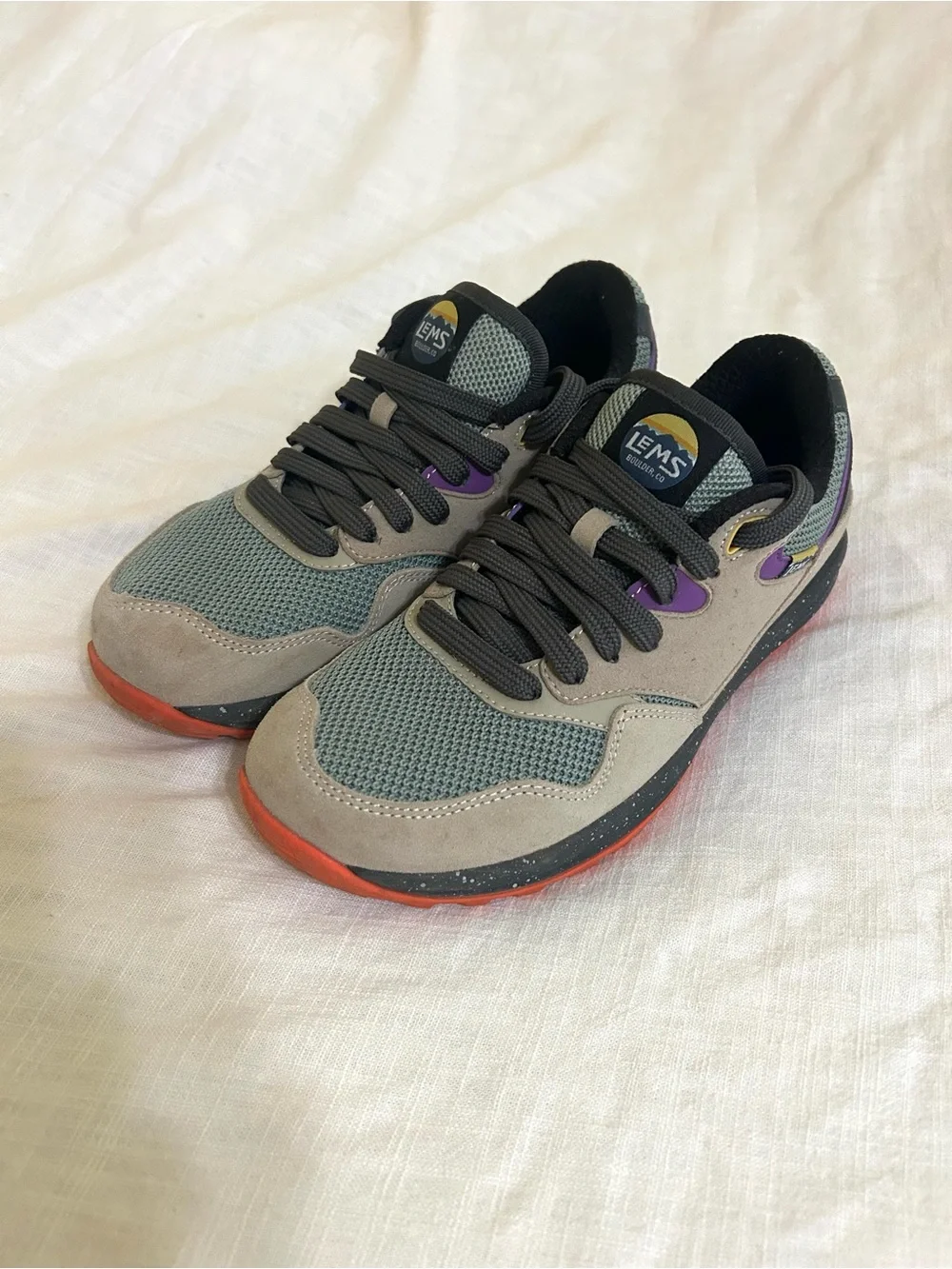LEMS Women’s Trail Runner in Beige, Green & Orange